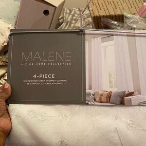 Malene White Embroidered Sheer Grommet Curtains